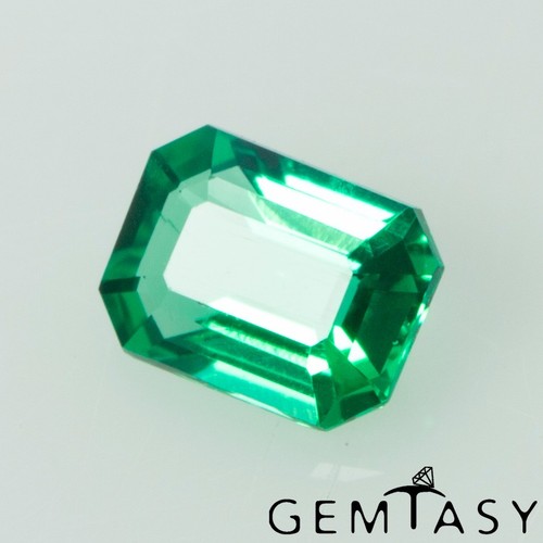 Cut stone - Emerald Colombian hydrothermal lab grown, Octagon 4x3mm 0.13-0.16ct - Picture 2 of 4