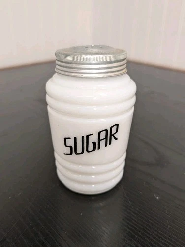 Vintage Hazel Atlas Milk Glass Beehive Sugar Shaker With Cap