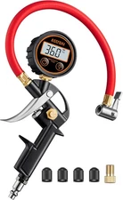 AstroAI T1 Digital Tire Pressure Gauge with Inflator, 3-250 PSI Air Chuck Red 