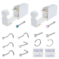 Disposable Nose Piercing Gun Kit with Rings