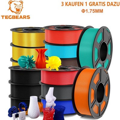 【Kaufe 4 Zahl 3】TECBEARS PETG PLA Matt PLA+ SILK 1,75mm 3D Drucker Filament ASA
