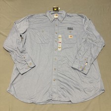 Carhartt Force Shirt Men's XL Blue FR Fire Resistant Shirt Workwear Company Logo