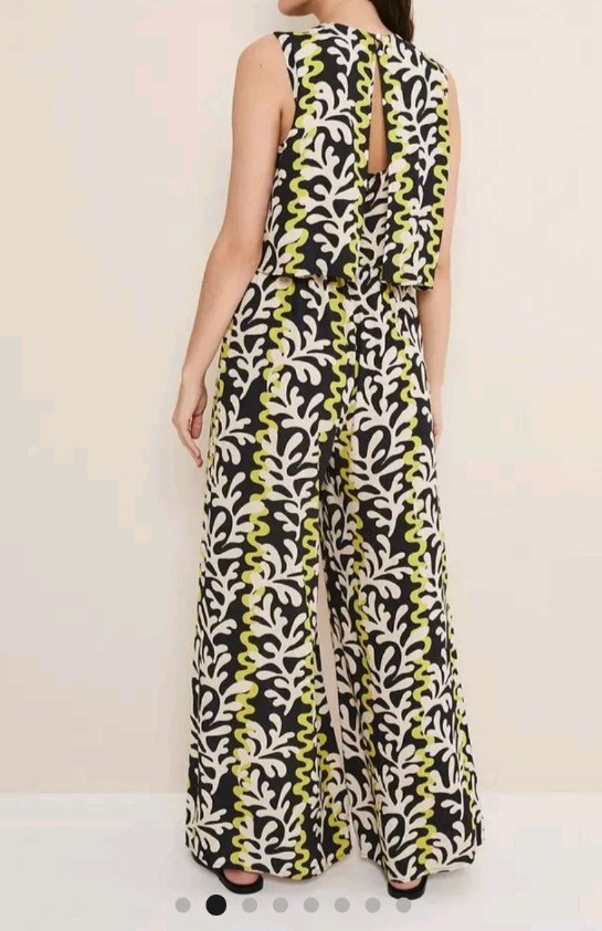 Phase Eight Aubrey Abstract Wide Leg Jumpsuit UK 20 Black Lime RRP £99 Sold Out image 2