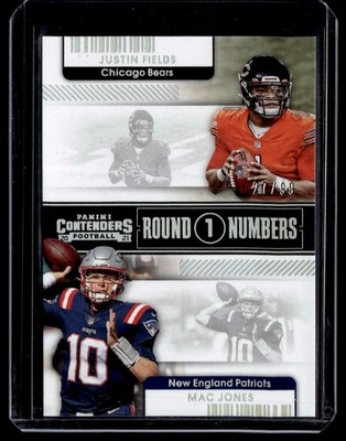 2021 Panini Contenders Numbers Silver Justin Fields / Mac Jones 21/99 #RN-JFI