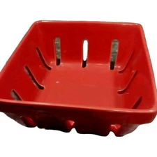 Food Network Stoneware Glass Berry basket bowl drainage Food Display 6x6x3 Red