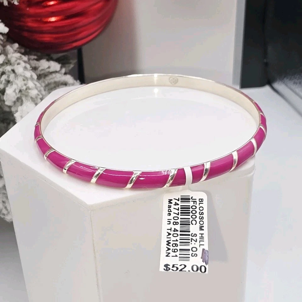 Brazalete Brighton Blossom Hill Esmalte Rosa 7.75" Tono Plateado Nuevo con Etiquetas Foto 4 de 4