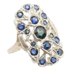 925 Sterling Silver Vintage Ring Elegant Sapphire Openwork Band  Sz 6.5  RG35628