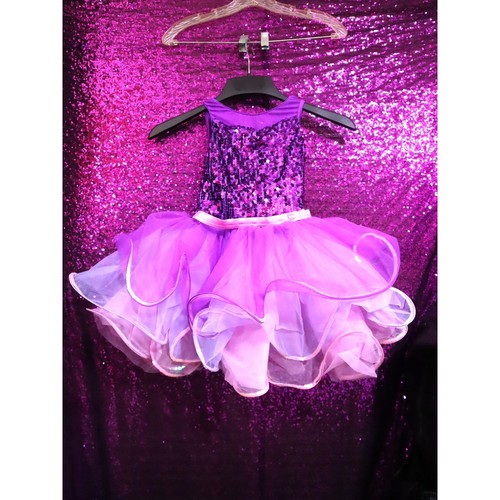 Purple Sequin Tutu Dress IC Weissman Kids Dance Costume 14218 Ombre Tulle