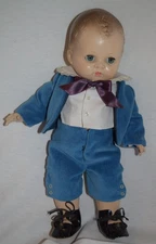 Vintage Sayco 12" Baby Boy Doll Blue Sleepy Eyes Blue Suit White Shirt Blk Shoes