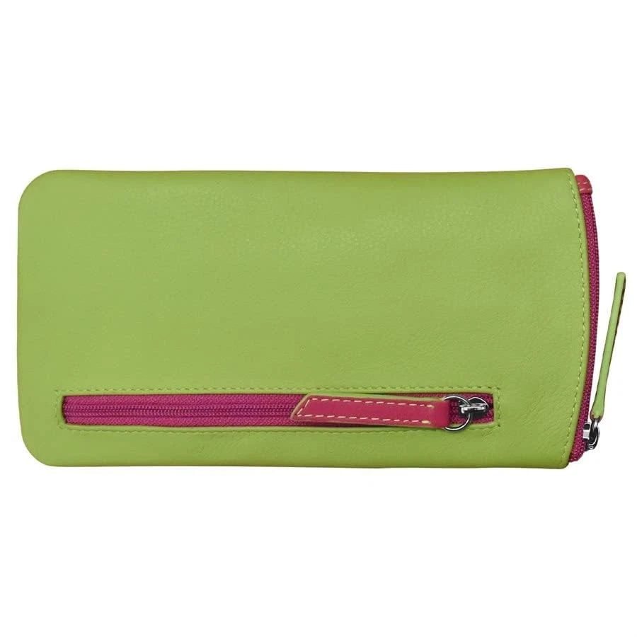 Estuche para gafas de cuero liso suave, cierre de cremallera con forro de bloqueo RFID, Tra... Foto 2 de 2