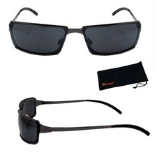 Coole Unisex Sonnenbrille Schmal Rechteckig Schwarz Security Techno Brille L621