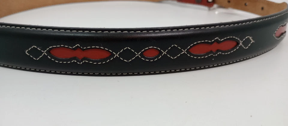 Cinto de couro vintage JUSTIN cowgirl faroeste 34" feminino cowboy decorações prata - Imagem 2 de 4