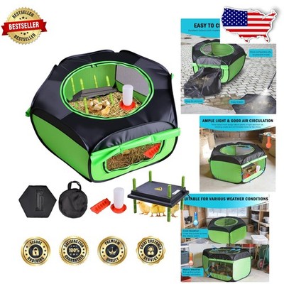 Green Chicken Brooder Tent - 10x12'' Heating Plate, Feeder, Waterer, Easy Clean