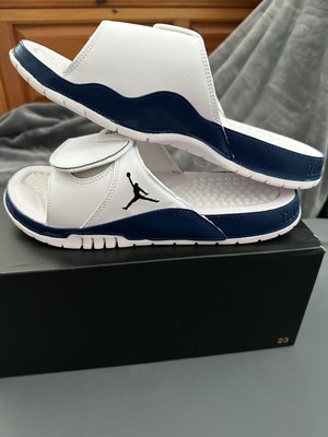 Jordan 11 Hydro Slides Men's Size Navy and White Snakeskin