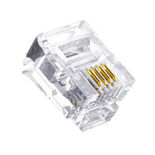 RJ11 Connectors 25 Pack 6P4C Plug Phone Jack Adapter Modular Telephone Cord