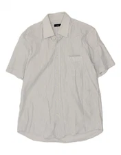 HUGO BOSS Mens Short Sleeve Shirt UK 42 16 1/2 Large Blue Pinstripe Cotton FF08