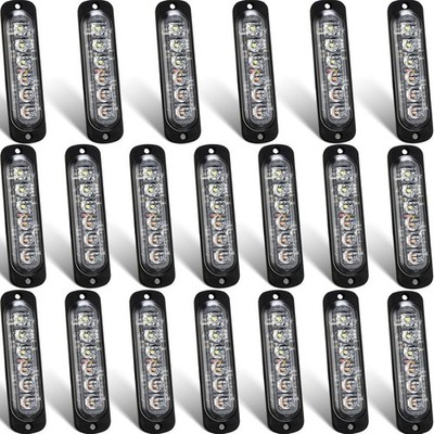 Paquete De 20 Luces Led Estroboscopicas De Emergencia 6 Led Ambar Blanco Flash