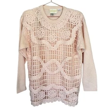 Vintage Pink women Sweater Belldini size med lambswool and angora