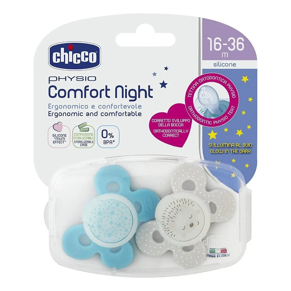 2 Pack PHYSIO COMFORT NIGHT Silicone Soacers 16-36 Months Bean Blue