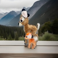 Vintage Large Bambi And Small Bambi Plush Walt Disney