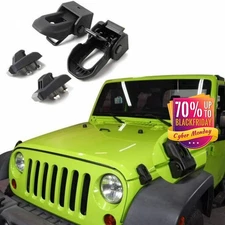 For Jeep Hood Latch For 07-25 Jeep Wrangler Jk JL JT Black Stainless Steel Catch