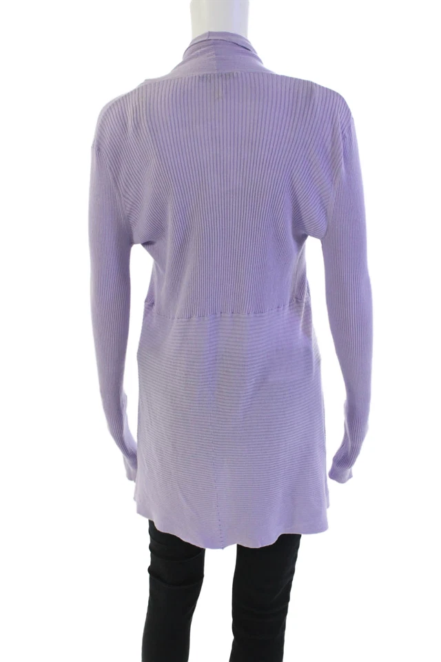 Suéter envolvente acanalado algodón de otoño cachemir para mujer lavanda púrpura talla mediana Foto 3 de 4