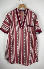 VTG Night Shirt Paisley Stripe V Neck Short Sleeve Cotton SZ L GrandpaCore