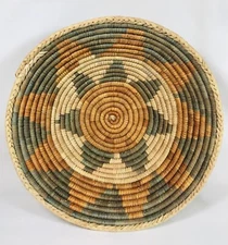 Vintage Hand Woven 12" Coiled Spiral Star Basket Bowl Wall Decor Southwest