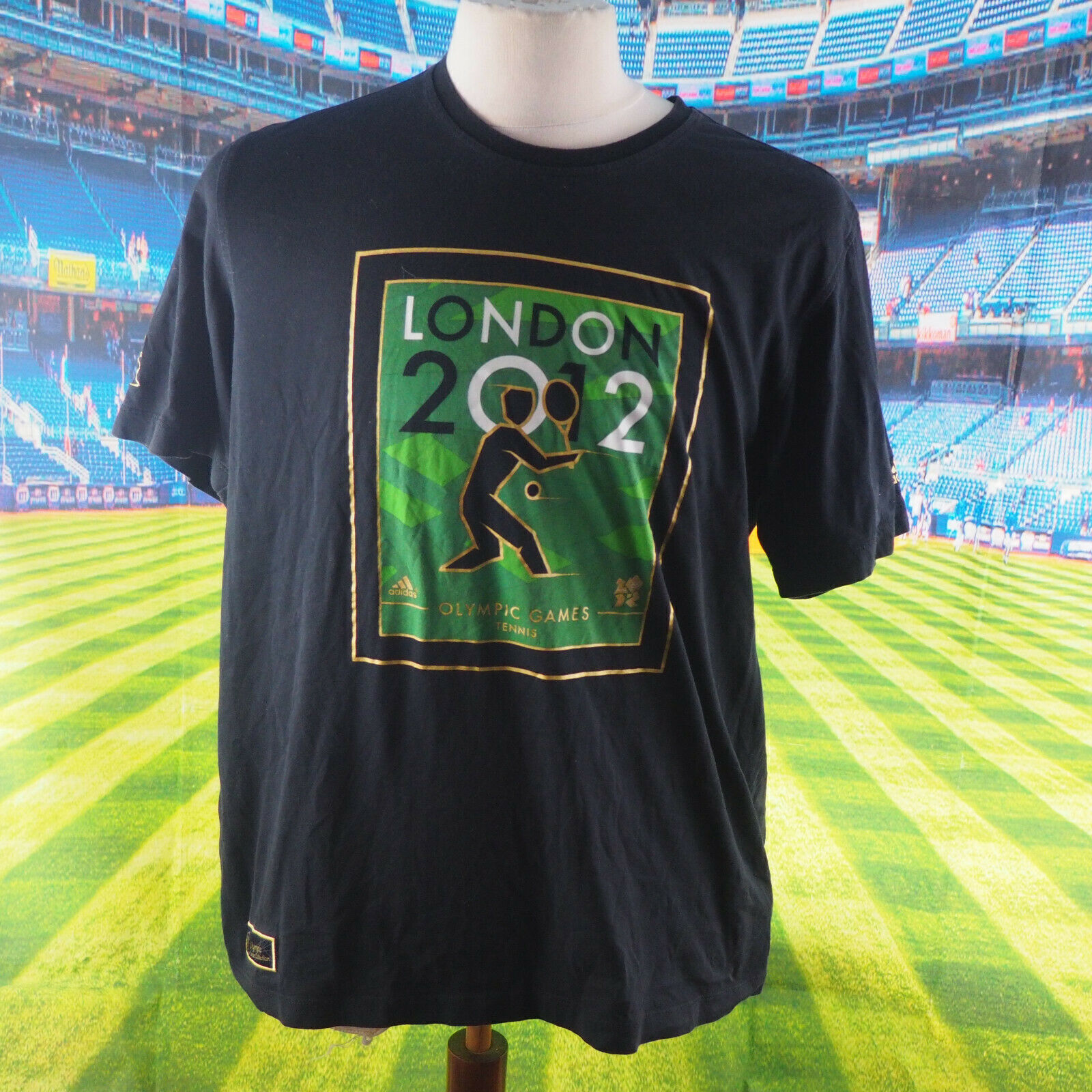 T-Shirt Olympiade London 2012 Tischtennis schwarz Adidas. UK Herren Gr. Large