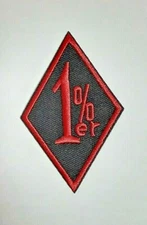 Red on Black ONE PERCENTER 1%ER 3" x 1-7/8" iron on patch Biker vest (F11) 