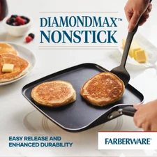 Non-Stick Black Square Griddle Aluminum Grill Pan Heats Quickly Dishwasher-Safe