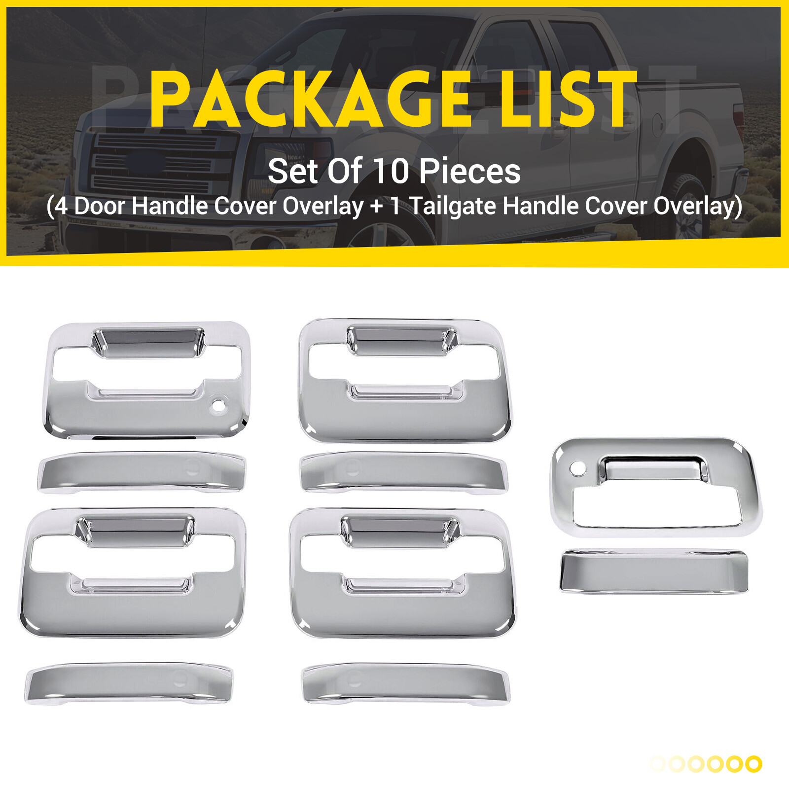 Fits 2004-2014 Ford F-150 F150 Chrome 4 Door Handle + Tailgate Handle Covers