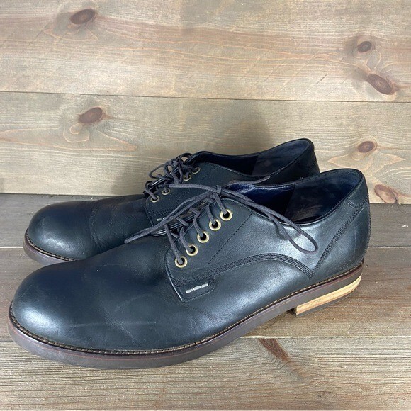 SAOLA Scarpe nere da uomo Cole Haan punta piatta taglia 13 in pelle comfort oxford