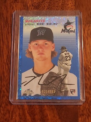2023 Topps Chrome Platinum Max Meyer RC Blue Mini-Diamond #029/199 Marlins