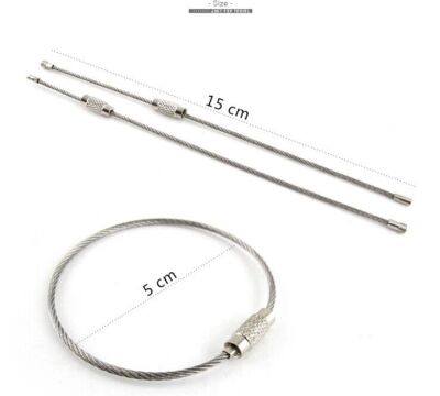 5x Stainless Steel Vinyl Coated Braided Wire Cable Keychain Key