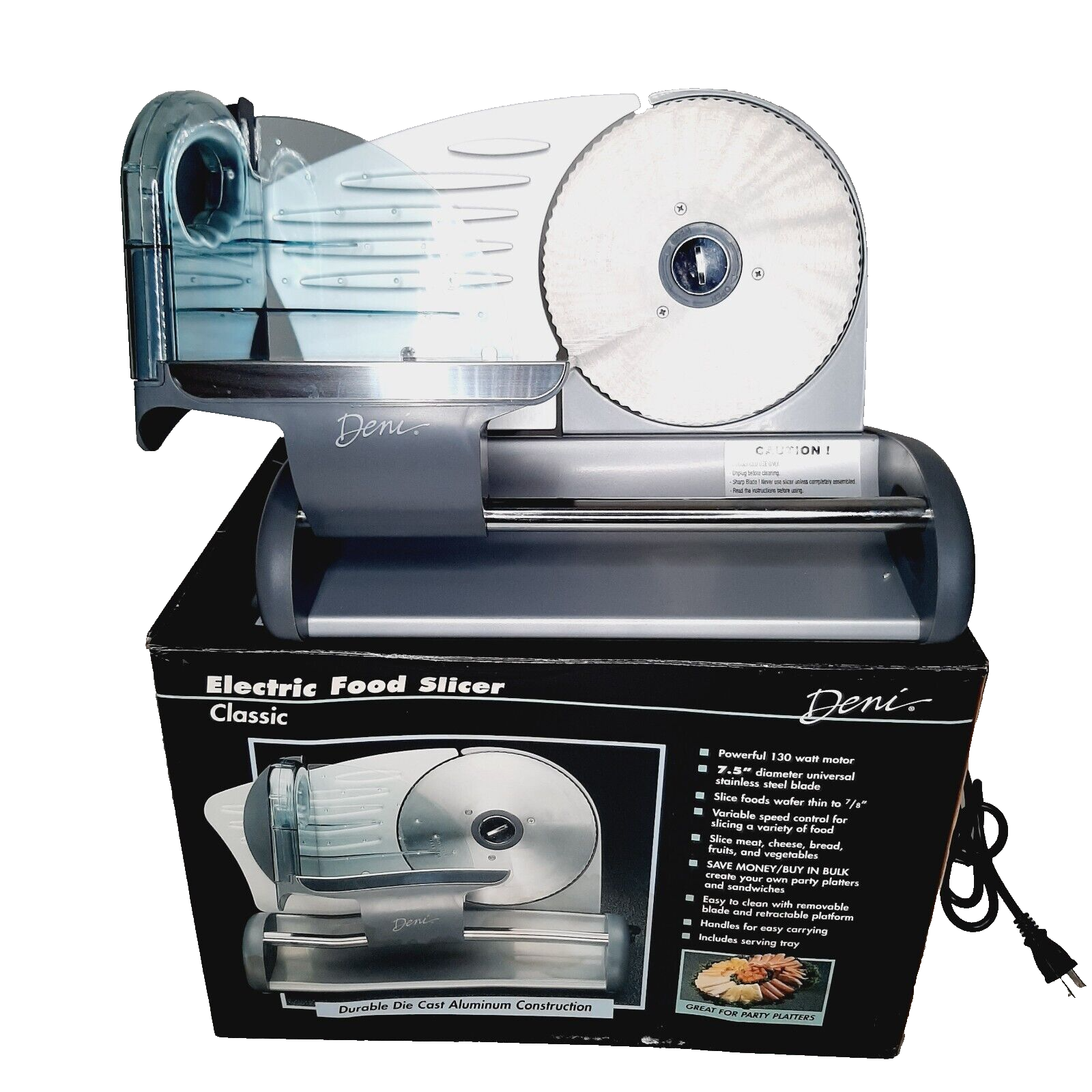 Deni Classic Electric Food Slicer 14200 Cast Aluminum Meat Cheese Cutter