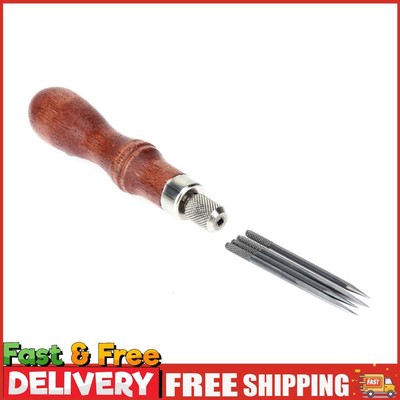 4 in 1 Kratzahle mit Hartholzgriff Stahl Splinttanze zum Selbermachen Leder Handwerk