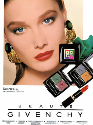 1990 Givenchy Beaute eyeshadow makeup Carla Bruni dorabella 1-page MAGAZINE AD
