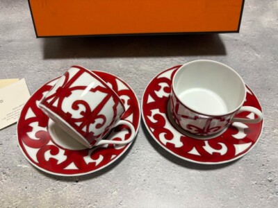Hermes Guadalquivir Red Tea Cup Saucer Tableware set Ornament