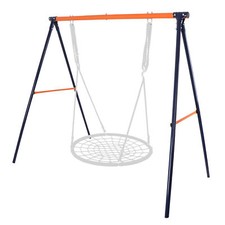 48'' Spider Web Tree Net  Metal A-Frame Swing Set Children Patio Activity Set