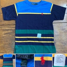 Vintage Polo by Ralph Lauren Made in USA Striped Tee Single Stitch T-Shirt Kid 7