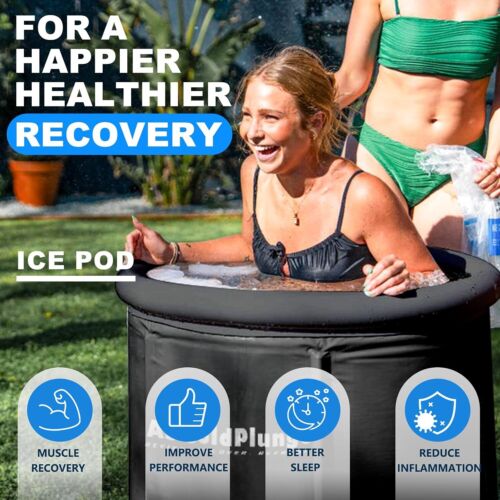 XL Ice Bath Tub for Cold Plunge 100Gal Ice Pod with Lid & Cover 2 Drain Valves - Picture 2 of 8