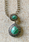 VINTAGE TRIFARI CROWN SILVER TONE CHAIN WITH MINT GREEN PENDANT — photo 1
