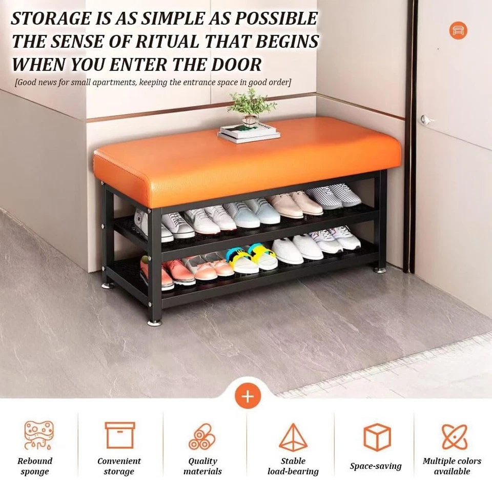 23.6 - 47.2in 2-Tier Shoe Rack Shoe Organizer Storage Bench Shoe Shelf with Seat - Image 3 of 4