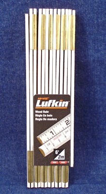 Lufkin Wooden Folding Rule 6 Feet Long 1/16 units Red End New
