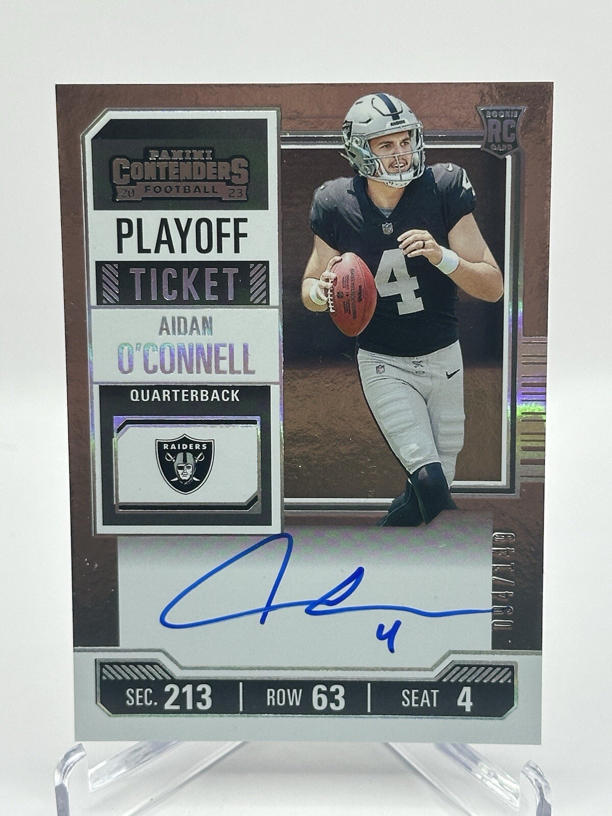 2023 PANINI CONTENDERS AIDAN O'CONNELL PLAYOFF TICKET RC AUTO /149 RAIDERS