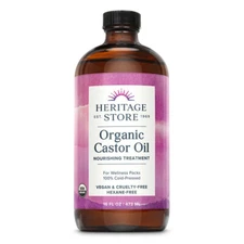 Heritage Store Organic Castor Oil, Cold Pressed | 16oz