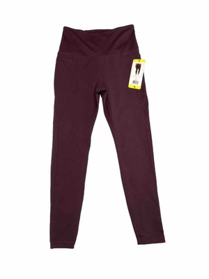 Danskin Womens Interlock Legging Pants High Waist Pockets SMALL (S) Italian Plum