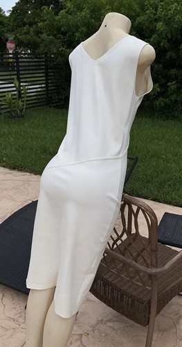 CALVIN KLEIN COLLECTION WHITE STRETCH SLEEVELESS GATHER DETAILS DRESS Sz 8/44 - Picture 9 of 18