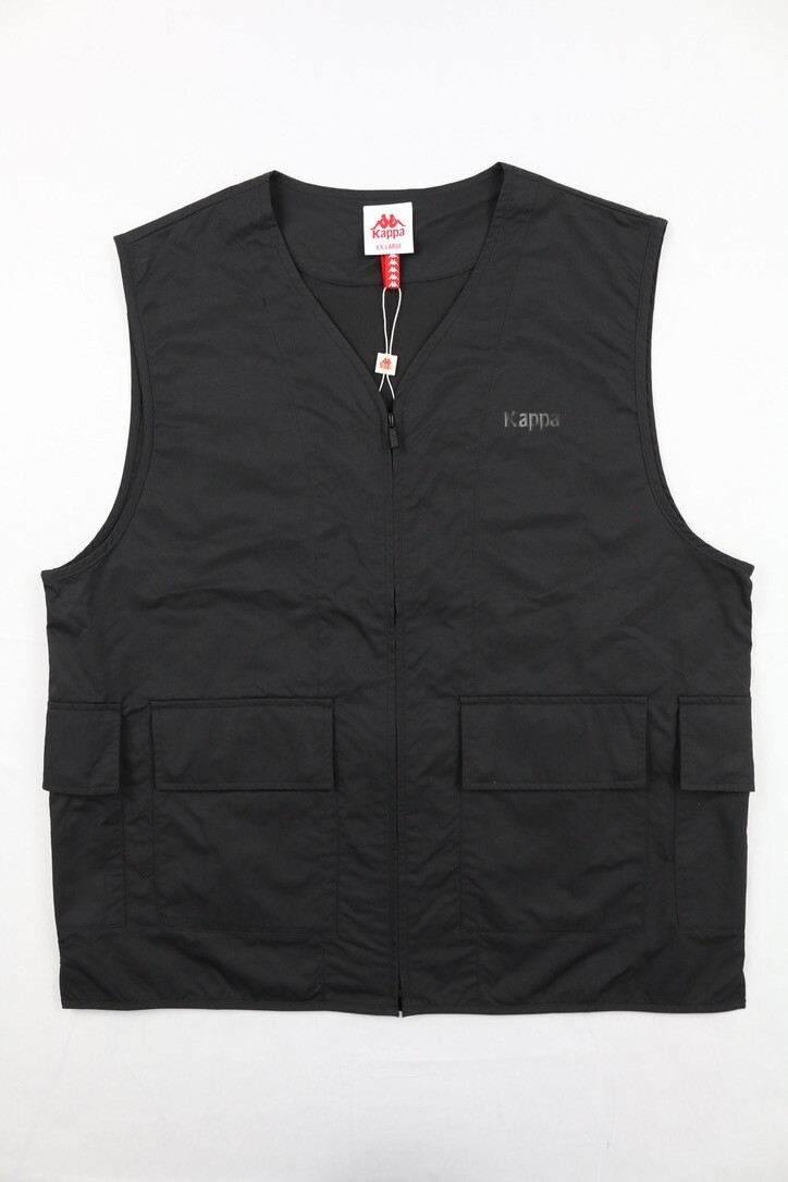 Kappa Mens Authentic Dunn Vest Black XXL Full Zip Multiple Snap Closure Pockets